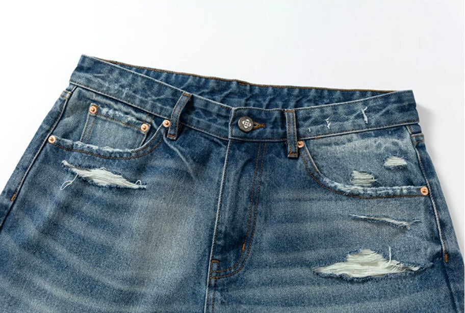 YADcrew Vintage Whiskered Washed Distressed Jeans