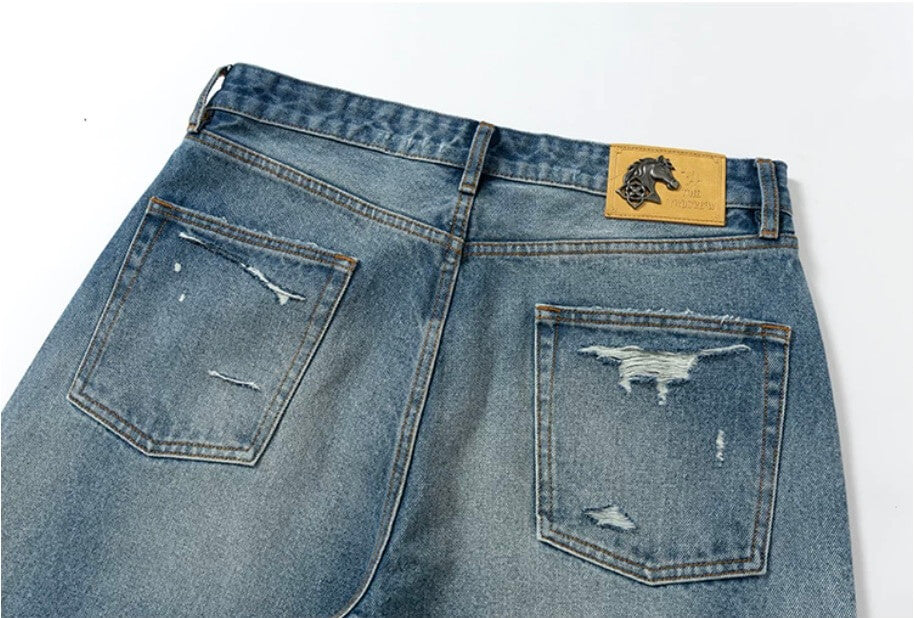 YADcrew Vintage Whiskered Washed Distressed Jeans