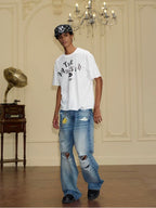 YADcrew Vintage Whiskered Washed Distressed Jeans