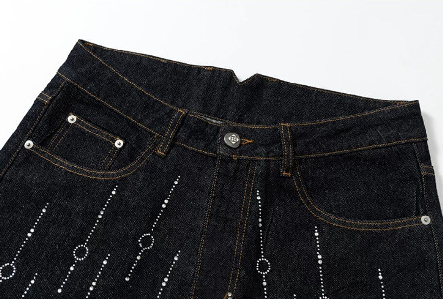 YADcrew Galaxy All Over Rhinestone Denim Shorts