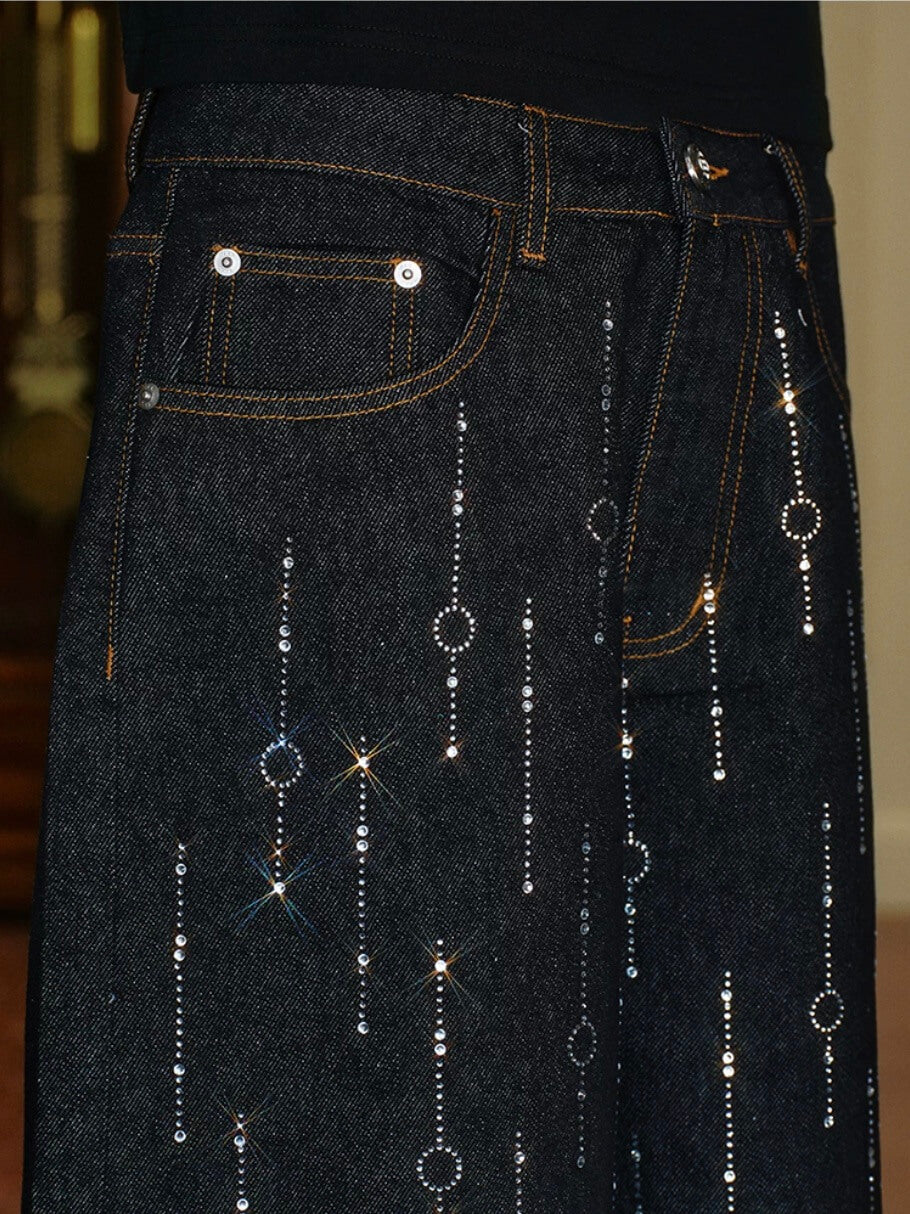 YADcrew Galaxy All Over Rhinestone Denim Shorts