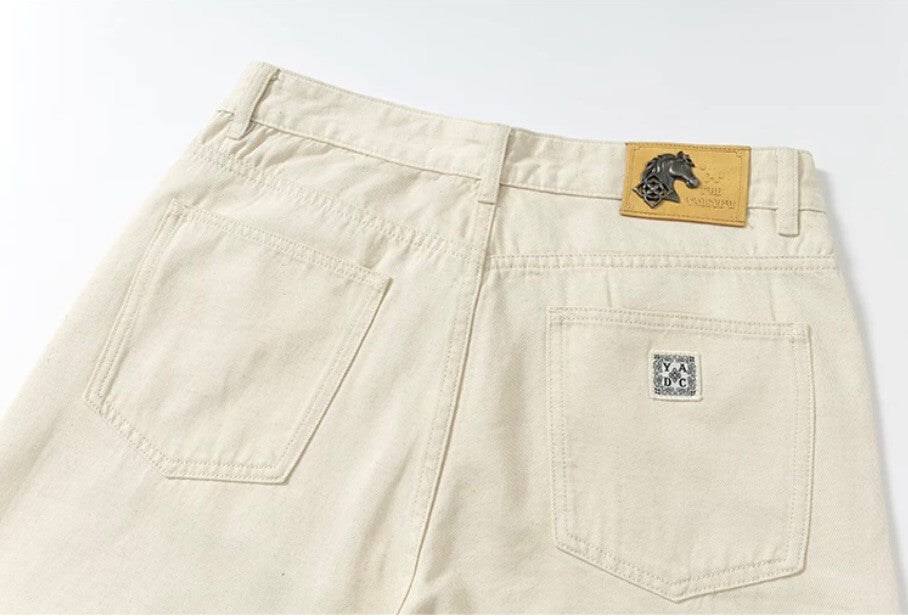 YADcrew Fold Over Button Flap Pocket Washed Jeans
