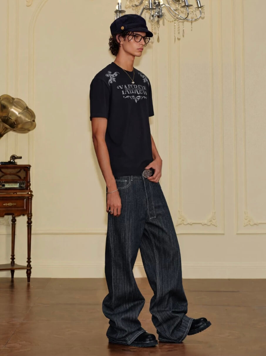 YADcrew Slub Denim Baggy Jeans