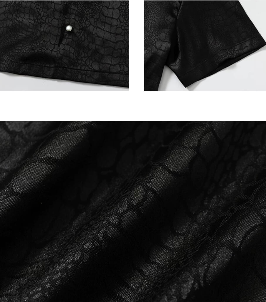 YADcrew Python Pattern Satin Short Sleeve Shirt