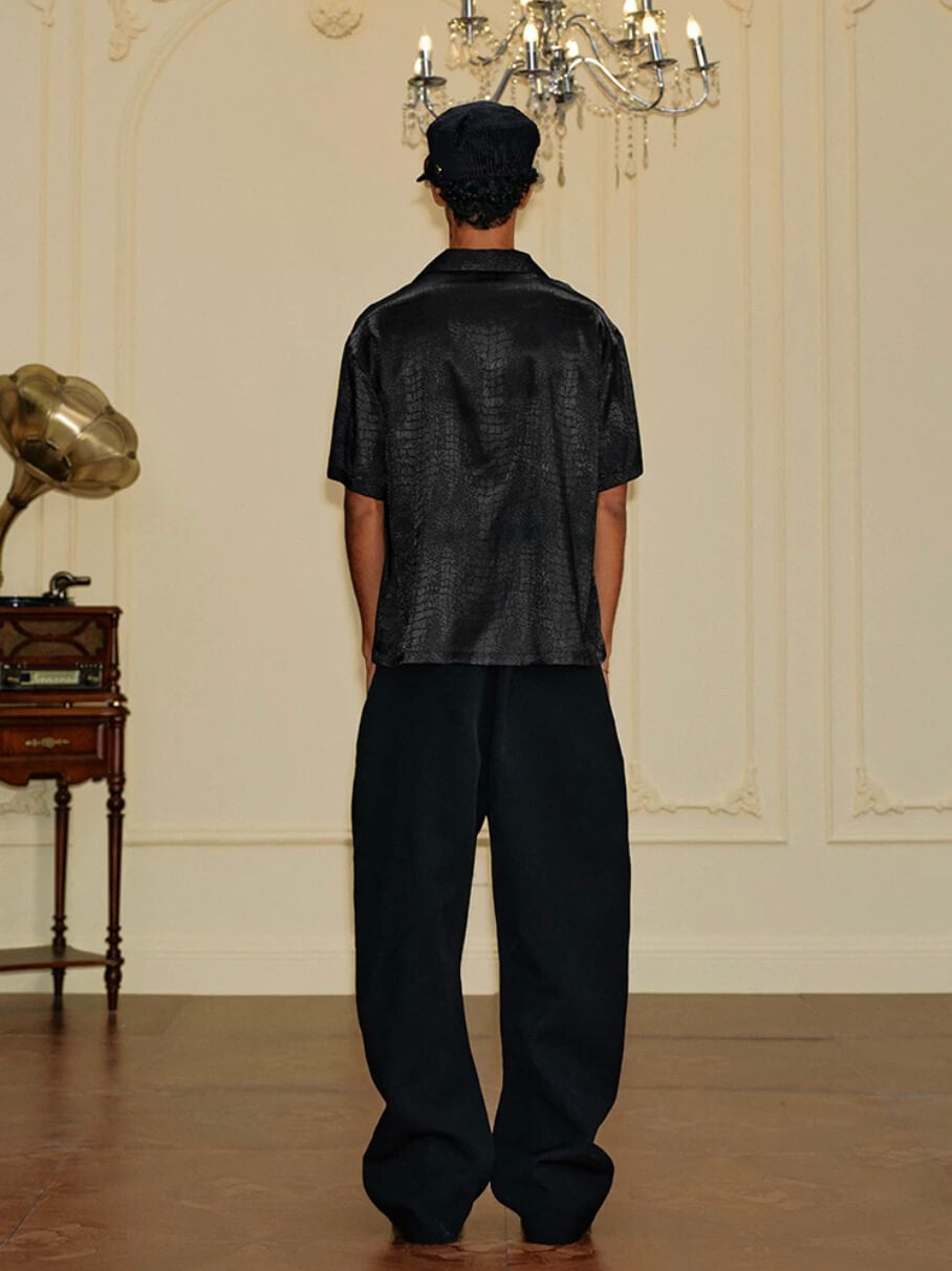 YADcrew Python Pattern Satin Short Sleeve Shirt