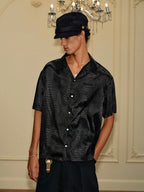 YADcrew Python Pattern Satin Short Sleeve Shirt