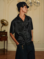 YADcrew Python Pattern Satin Short Sleeve Shirt