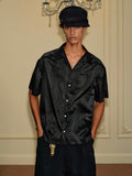 YADcrew Python Pattern Satin Short Sleeve Shirt