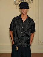YADcrew Python Pattern Satin Short Sleeve Shirt