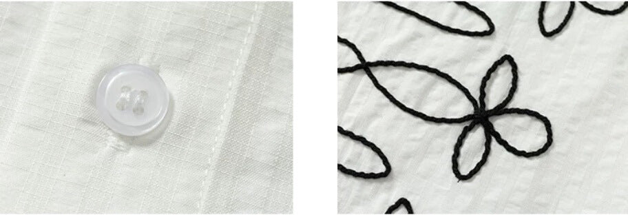 YADcrew Braid Embroidered Striped Seersucker Short Sleeve Shirt
