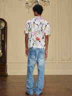 YADcrew All Over Cat Print Short Sleeve Shirt