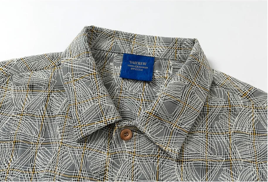 YADcrew 3D Stitch Plaid Short Sleeve Shirt