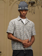 YADcrew 3D Stitch Plaid Short Sleeve Shirt