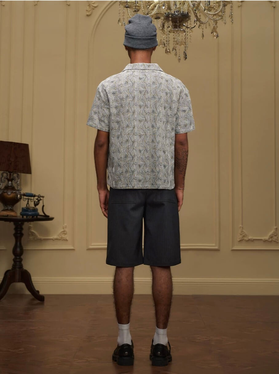 YADcrew 3D Stitch Plaid Short Sleeve Shirt
