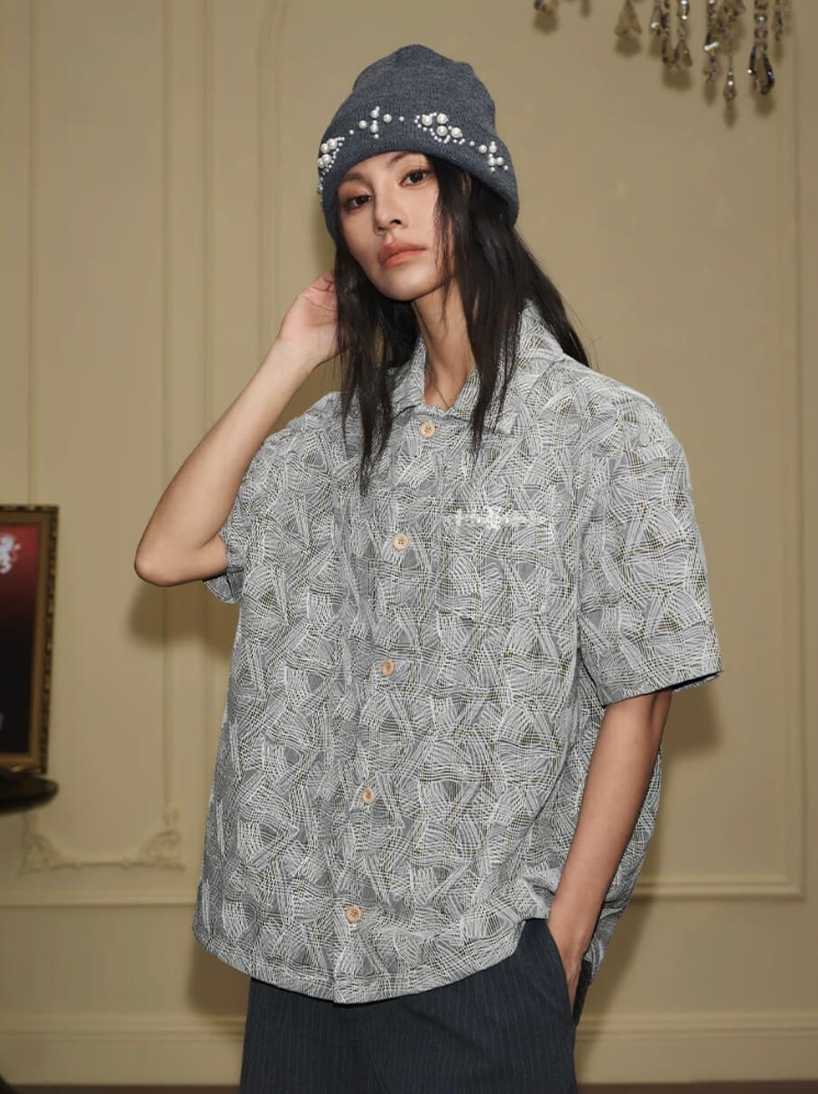 YADcrew 3D Stitch Plaid Short Sleeve Shirt