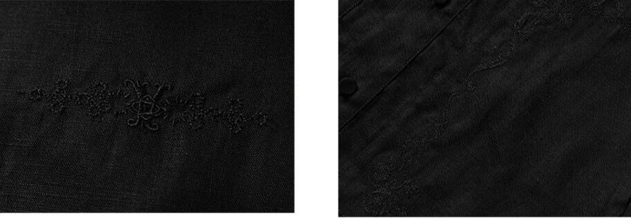 YADcrew Linen Blend Embroidered Short Sleeve Shirt