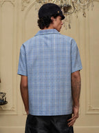 YADcrew All Over Rhinestone Plaid Short Sleeve Shirt