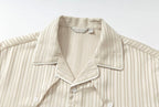 YADcrew Shiny Satin Striped Short Sleeve Shirt