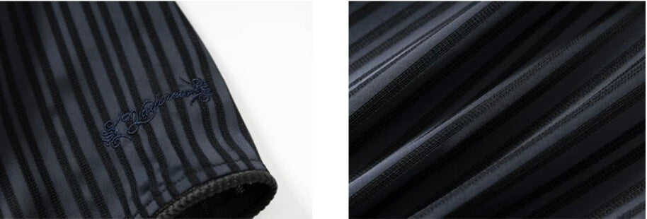 YADcrew Shiny Satin Striped Short Sleeve Shirt