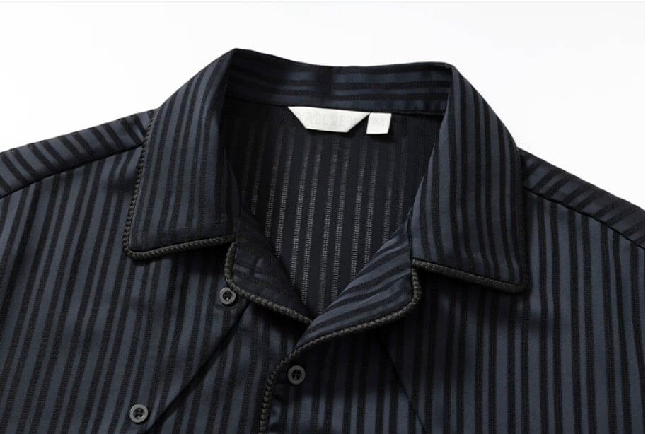 YADcrew Shiny Satin Striped Short Sleeve Shirt