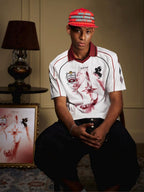 YADcrew Rhinestone Embroidered Patch Horse Print Mesh Polo Jersey