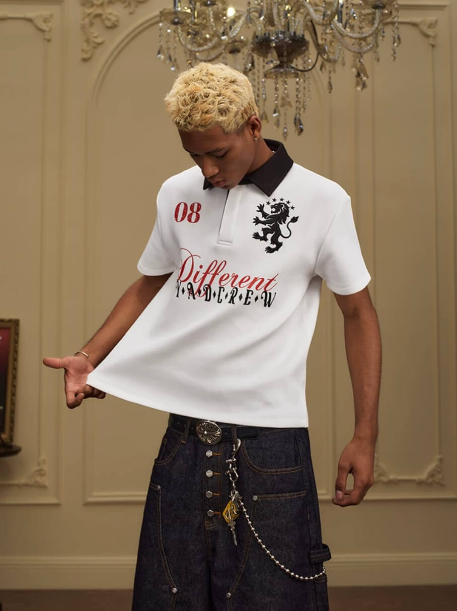 YADcrew Lion Crest Embroidered Polo Shirt