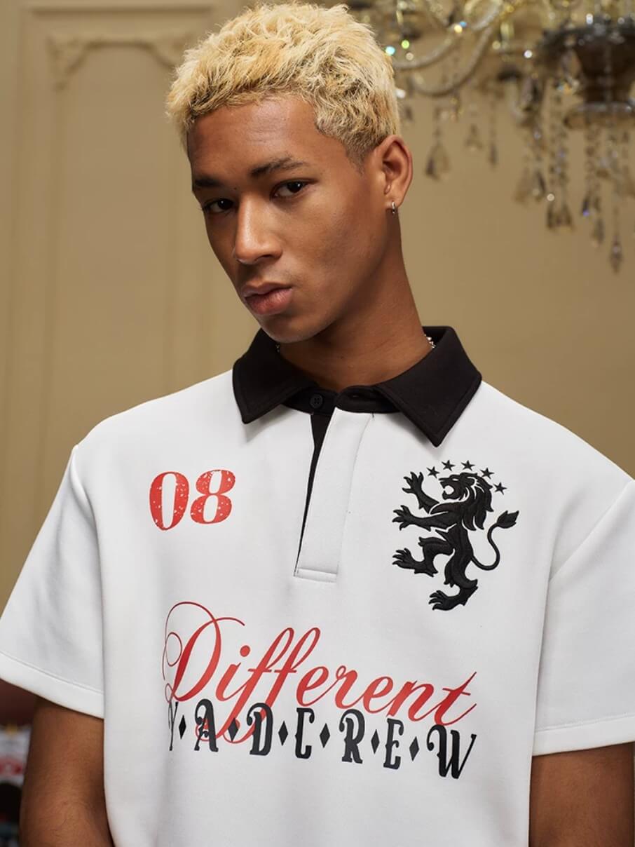 YADcrew Lion Crest Embroidered Polo Shirt