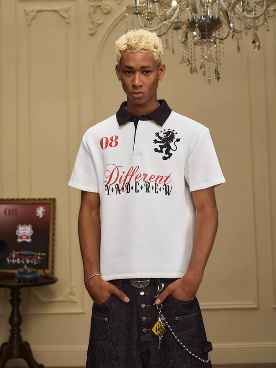 YADcrew Lion Crest Embroidered Polo Shirt