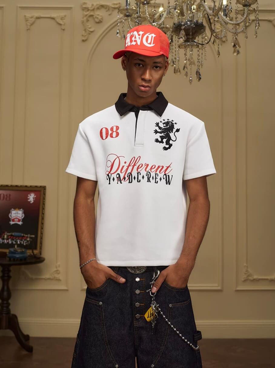 YADcrew Lion Crest Embroidered Polo Shirt