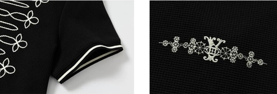 YADcrew Braid Embroidered Waffle Polo Shirt
