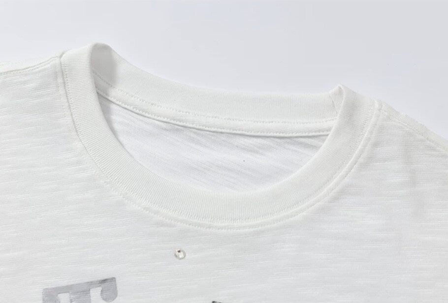 YADcrew Silver Logo Print All Over Rhinestone Tee