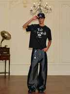 YADcrew Silver Logo Print All Over Rhinestone Tee