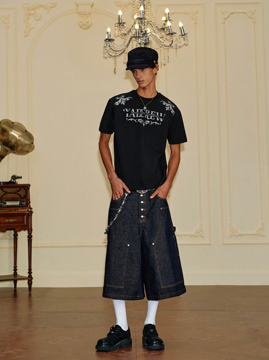YADcrew Baroque Raised Logo Print Tee