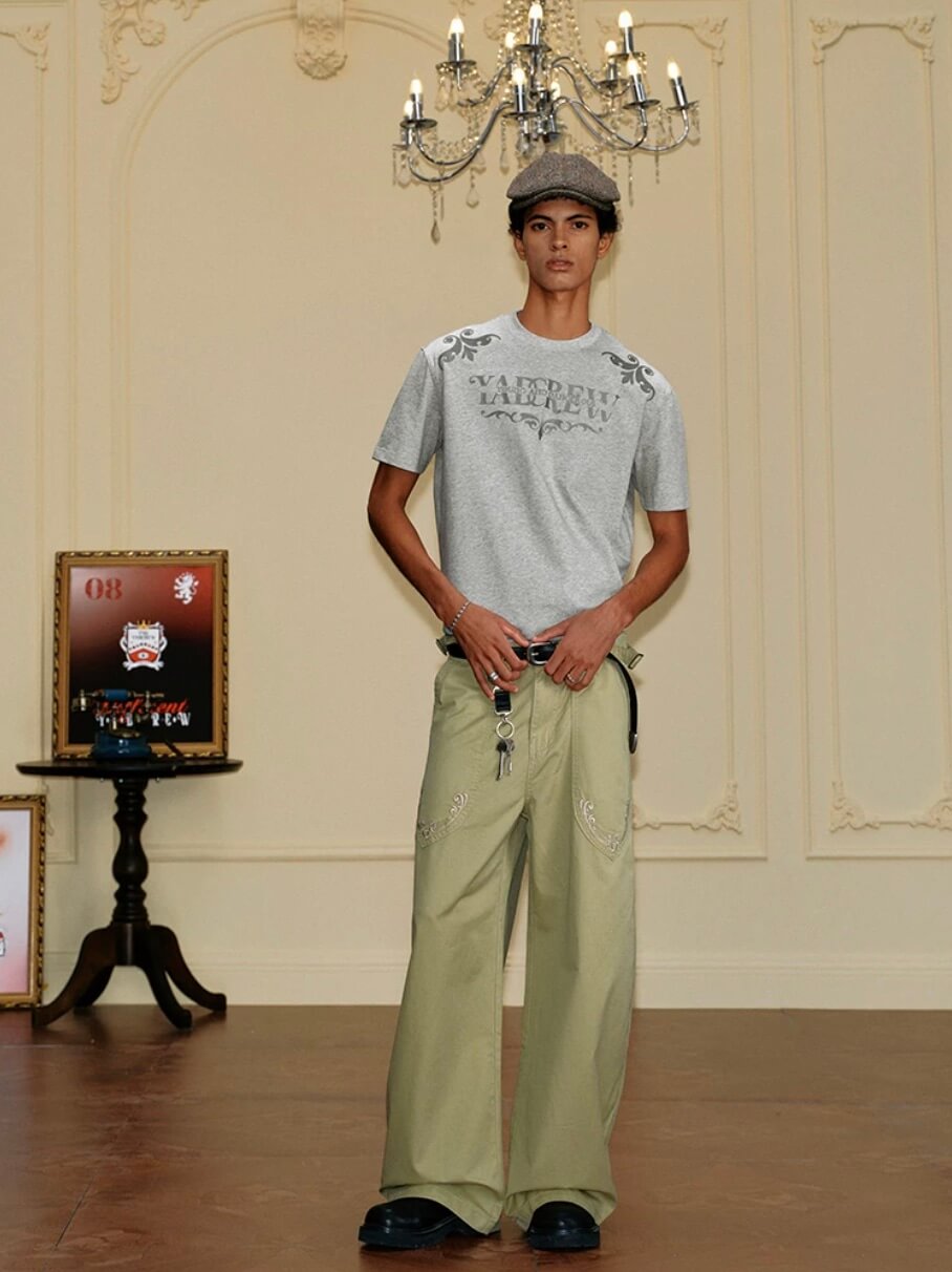 YADcrew Baroque Raised Logo Print Tee