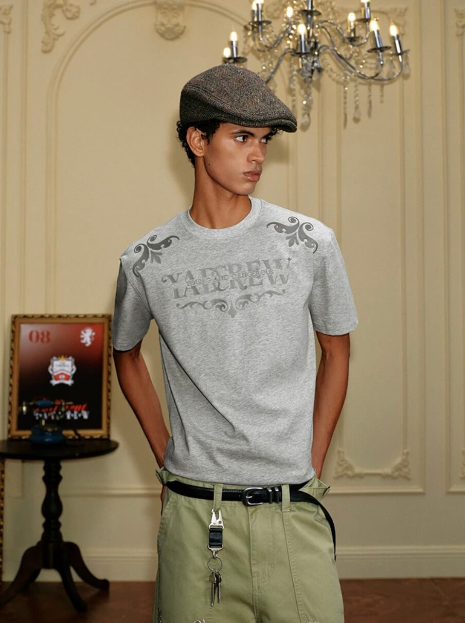 YADcrew Baroque Raised Logo Print Tee