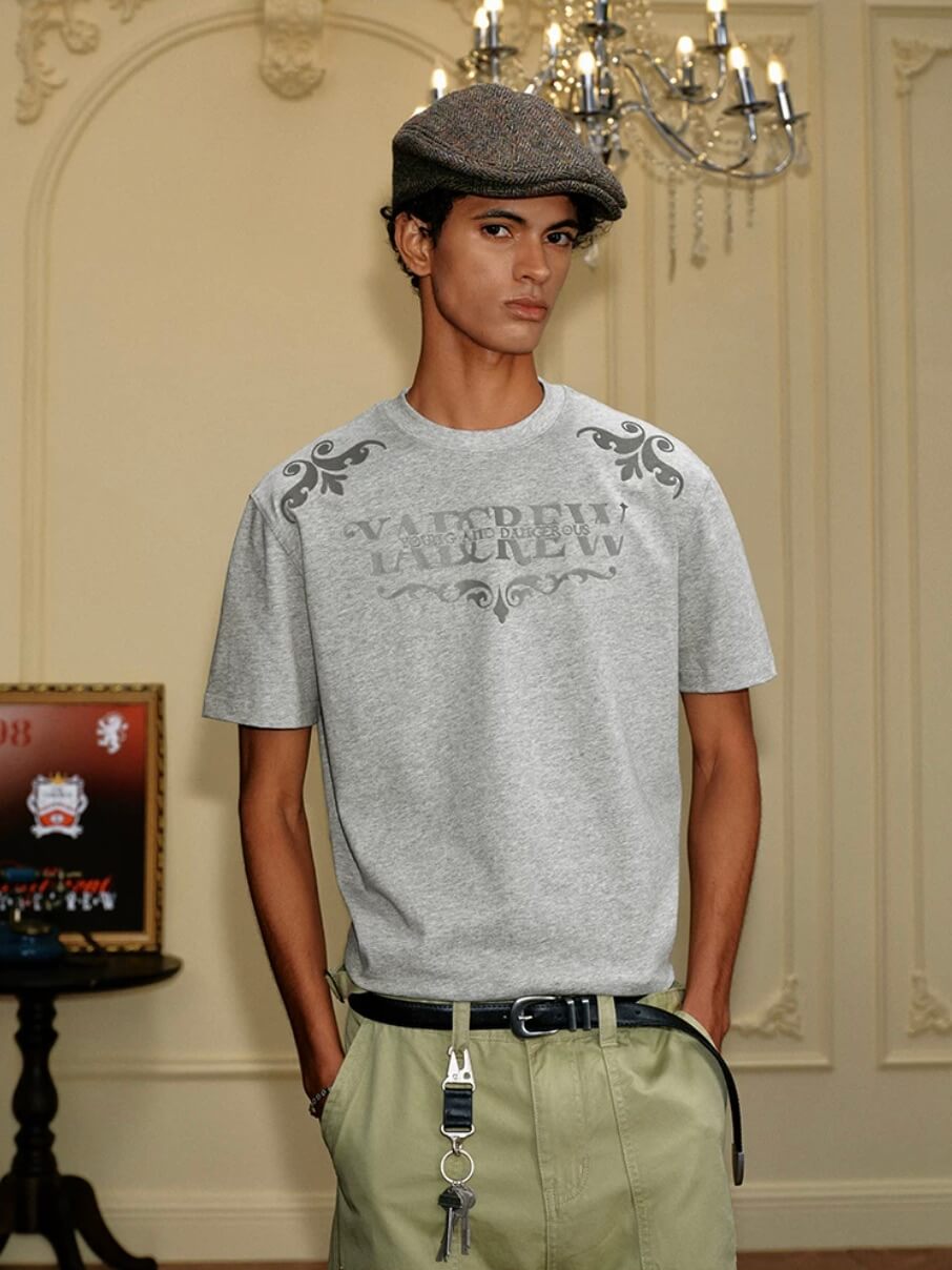 YADcrew Baroque Raised Logo Print Tee