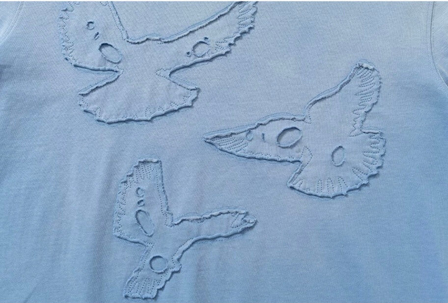 YADcrew Peace Dove Patch Distressed Washed Tee