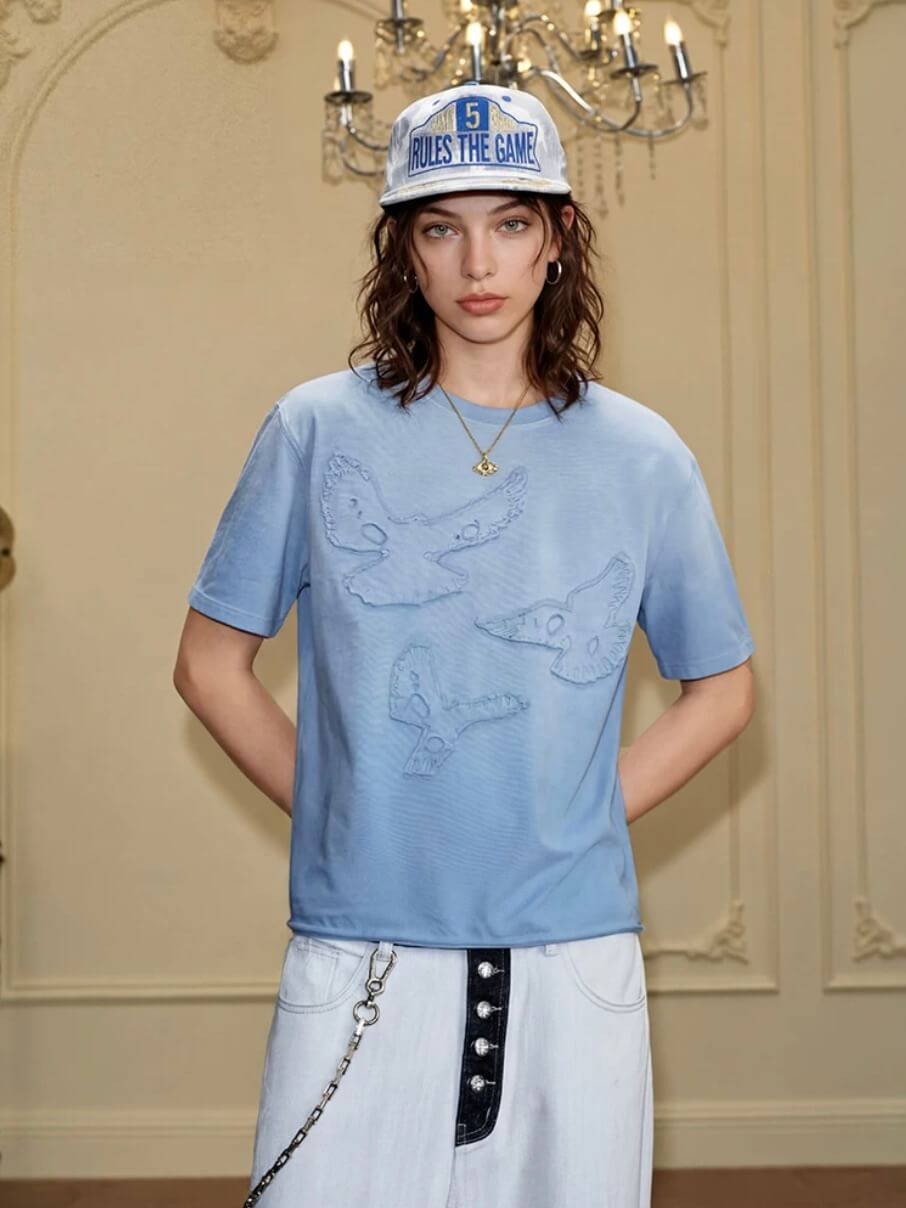 YADcrew Peace Dove Patch Distressed Washed Tee