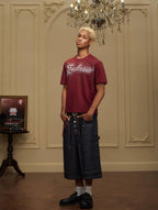 YADcrew Rhinestone Studded Rope Logo Embroidered Tee