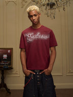 YADcrew Rhinestone Studded Rope Logo Embroidered Tee