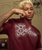 YADcrew Rhinestone Studded Rope Logo Embroidered Tee