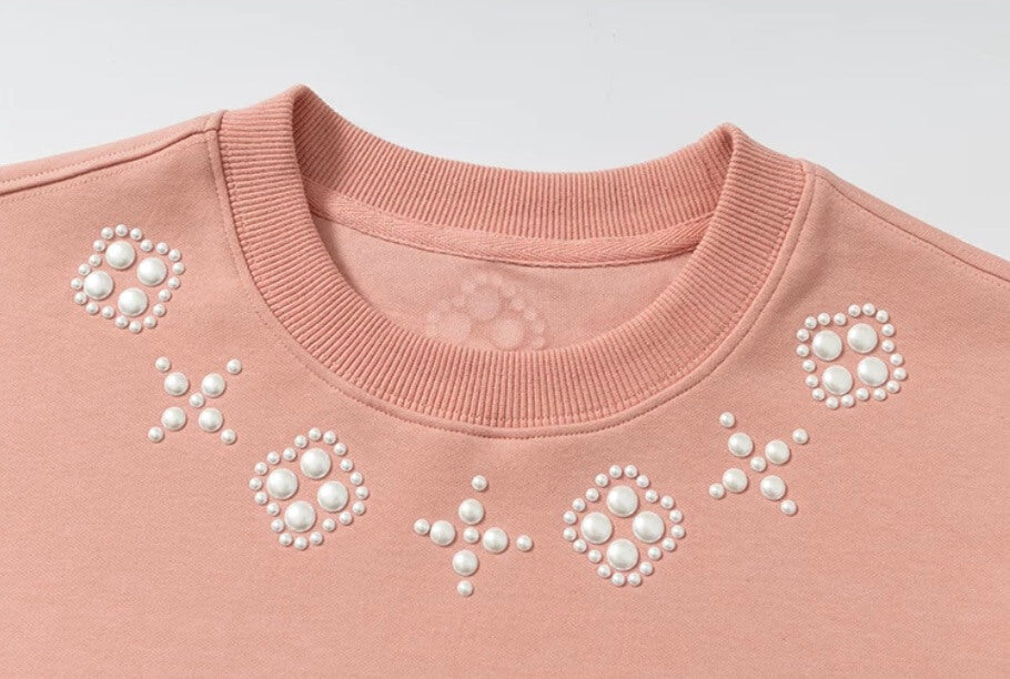 YADcrew Clover Pearl Neckline Tee