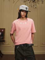 YADcrew Clover Pearl Neckline Tee