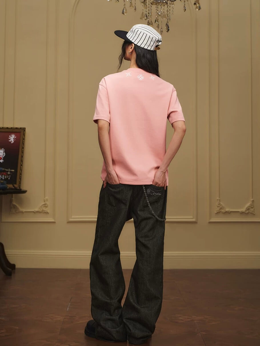 YADcrew Clover Pearl Neckline Tee