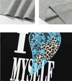 YADcrew Heart Puzzle Patchwork Lace Leopard Tee
