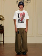 YADcrew Heart Puzzle Patchwork Lace Leopard Tee