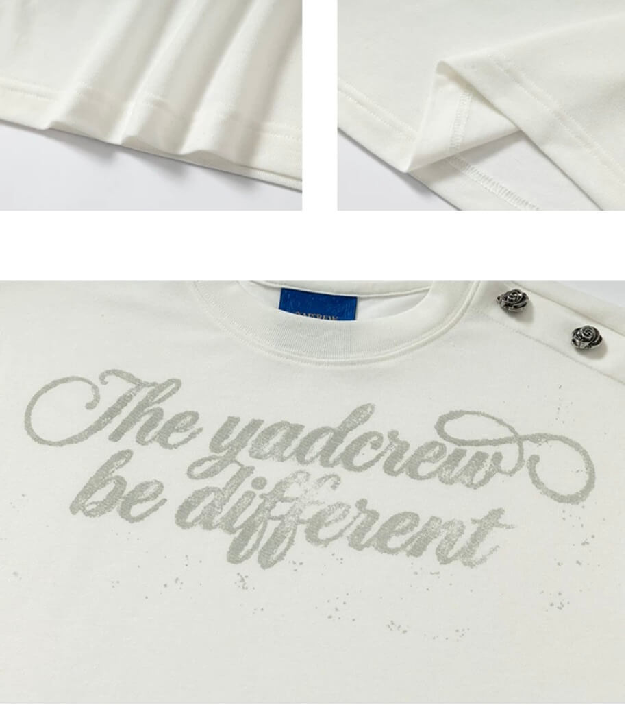 YADcrew Shoulder Rose Button Tee
