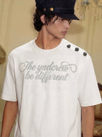 YADcrew Shoulder Rose Button Tee