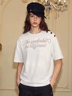 YADcrew Shoulder Rose Button Tee