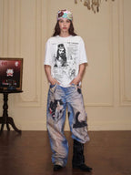 YADcrew Jesus Print Black Stone Studded Tee